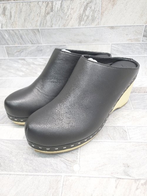 ◇ ADAM ET ROPE' アダムエロペ ウッドソール サボ サンダル サイズ22.5cm ブラック レディース P