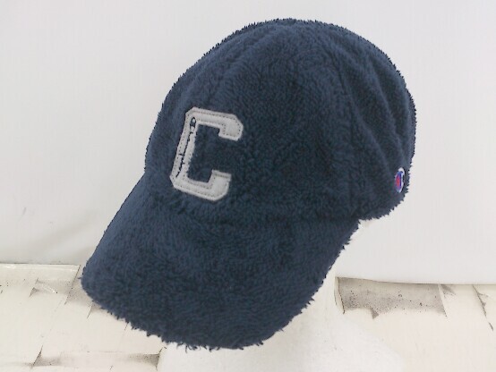 ◇ Champion チャンピオン ロゴ フリースボア ベースボール キャップ 帽子 ネイビー サイズ57-59ｃｍ レディース E