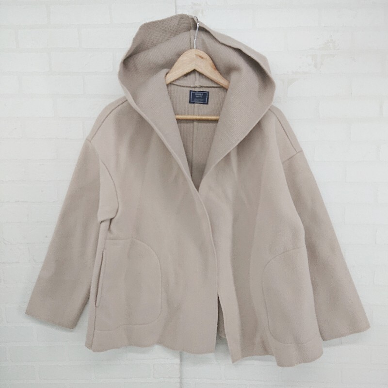 ◇ MARBLE WALTS マーブルワルツ フーディ 起毛 シンプル ショート丈 長袖 コート サイズM ベージュ レディース P