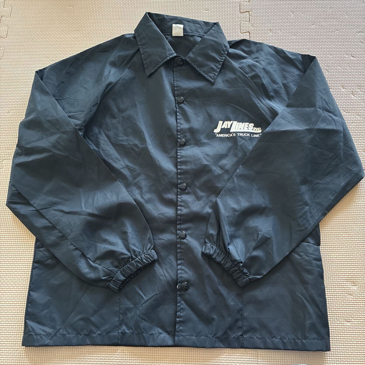 80s 90s【AUBURN SPORTSWEAR？】 スナップ コーチジャケット ネイビー USA製 RN66727 M ラグラン Jay lines inc. America's Truck line