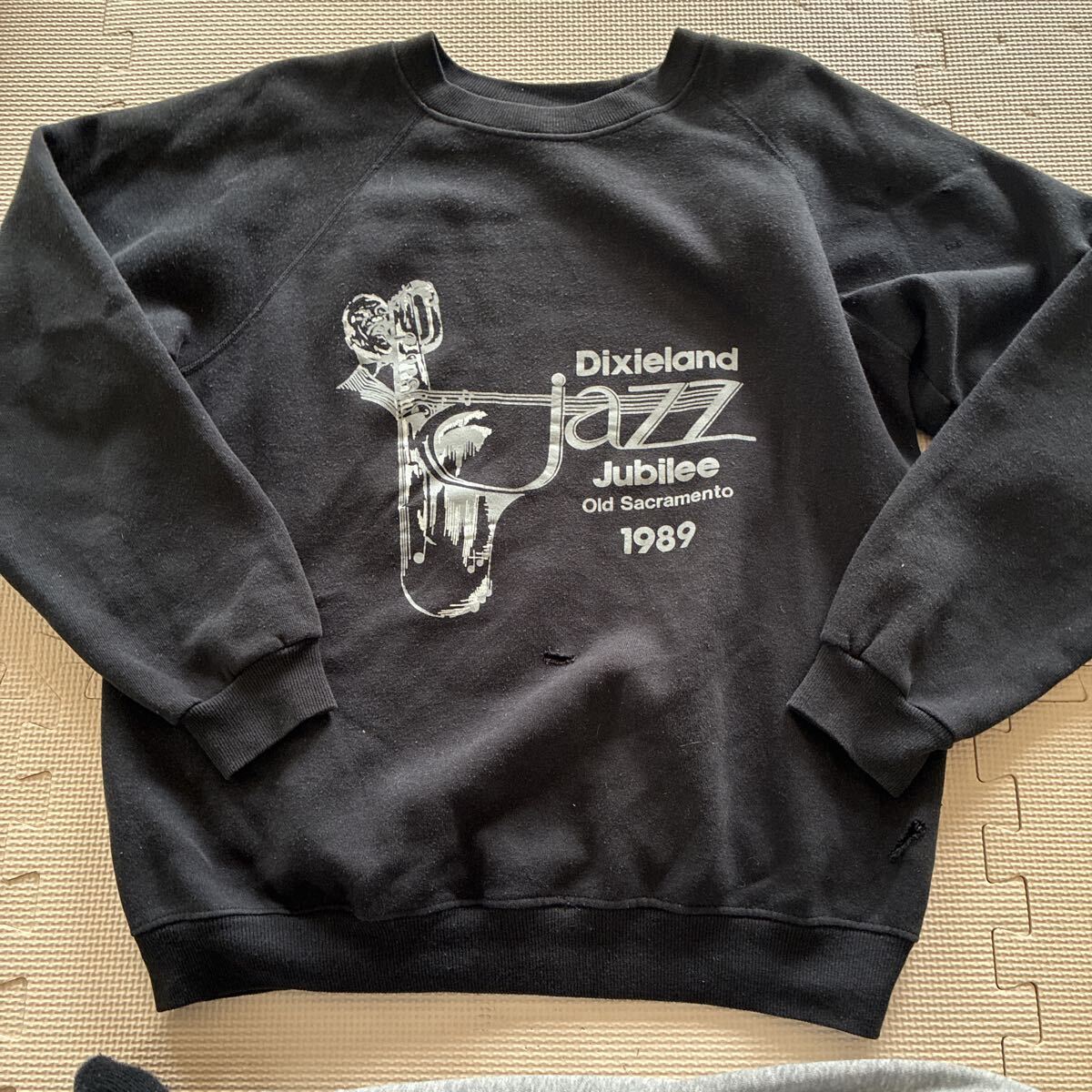 80s【Hanes】ヘインズ Dixieland Jubilee Jazz Sweat Shirt ラグラン スウェット Lサイズ USA製 音楽 