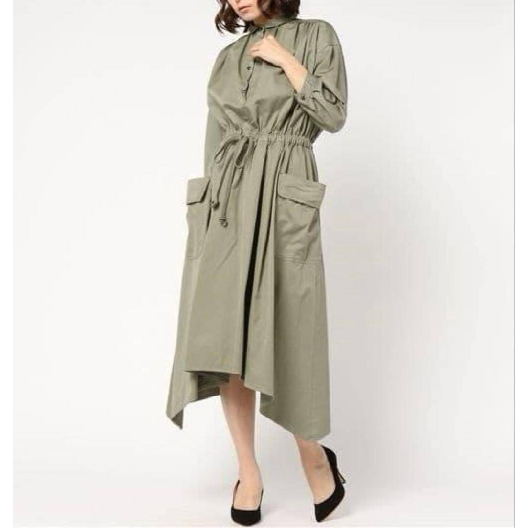 Maison de Beige/メゾンドベージュ　シャツワンピース　アシンメトリーカット　ミリタリー　サイズ1