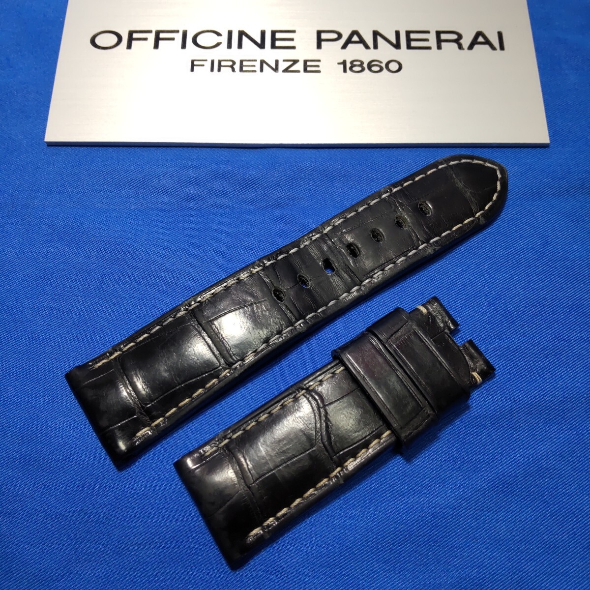 PANERAI 正規 パネライ 純正 BK 黒 アリゲーター ストラップ 尾錠 BA クロコ ベルト 送料込み
