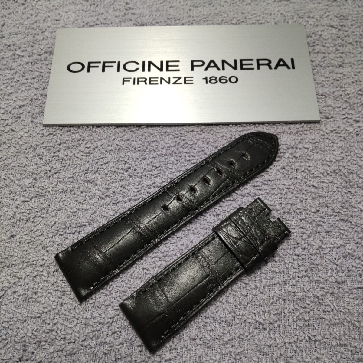 PANERAI 正規 パネライ 純正 別注 濃灰色 アリゲーター ストラップ ピン バックル BA 尾錠 適合 参考価格￥68,200 クロコ ベルト PAM Click