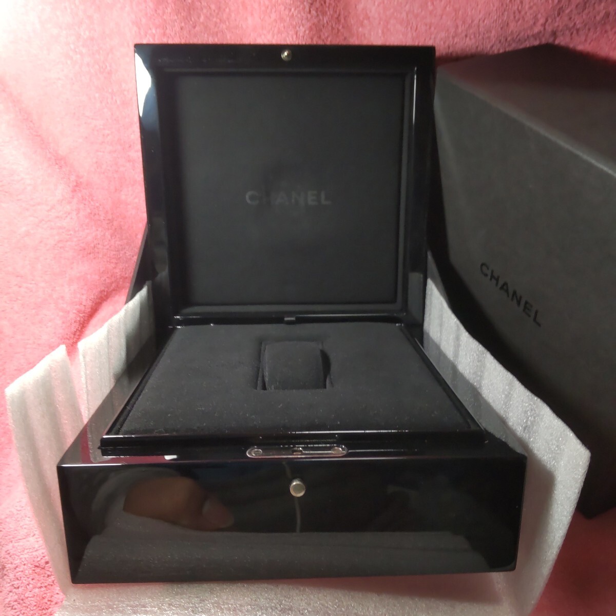 CHANEL 純正 シャネル 時計 箱 ウォッチ ケース ボックス 上級 モデル 特大 黒 内箱 黒 外箱 化粧箱 空箱 BOX 正規 ボックス 付属品 0021