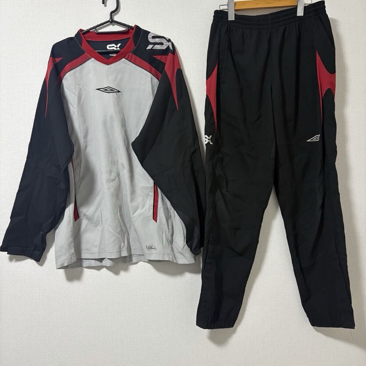 【人気】UMBRO ピステ　上下セット Lサイズ トレーニングウェア サッカー スポーツウェア　フットサル アンブロ　グレー　薄手ジャージ