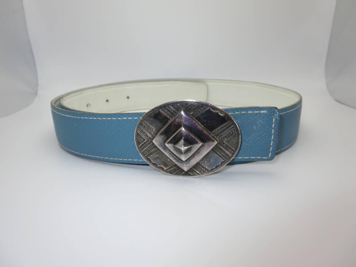 ☆ エルメス シルバーXリバーシブル革ベルト(幅 約32㎜位） バックル（約61.6g位） 中古 ベルト ☆②H