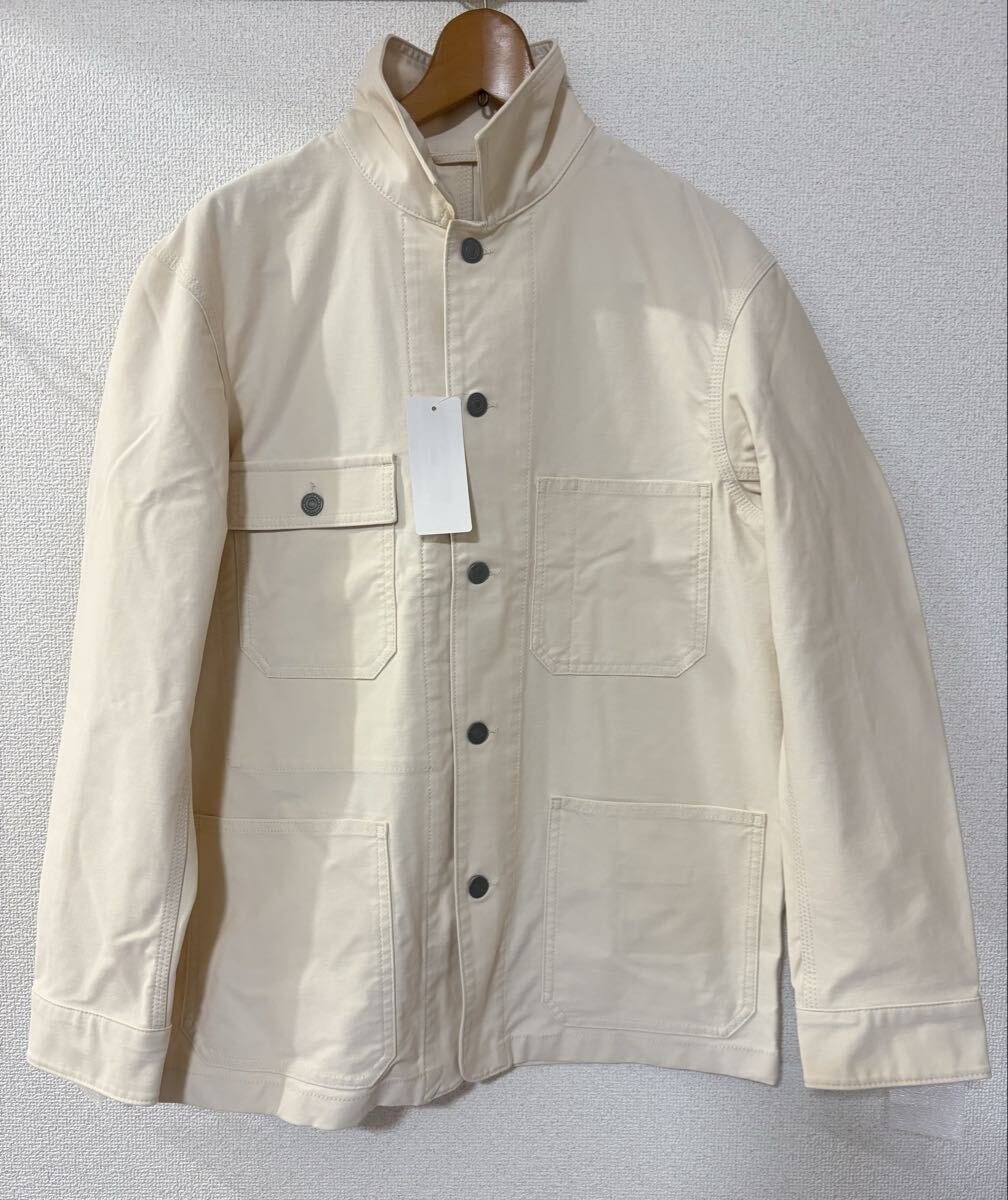 未着用 UNIQLO ユニクロ サイズM ウォッシュ ユーティリティ ジャケット ジャージー オフホワイト ポリエステル コットン ワーク 1206