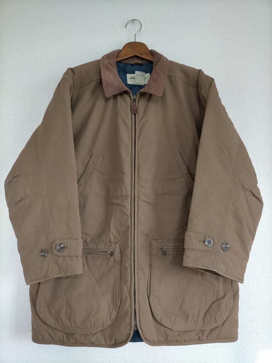 状態良好 90s ビンテージ Eddie Bauer エディーバウアー 白タグ グースダウン 襟革 ハンティングジャケット size-M ★オールドアウトドア