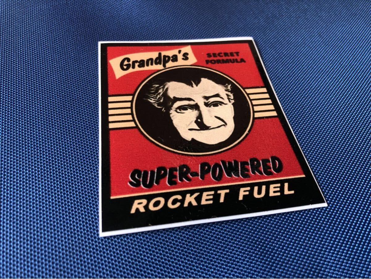 お爺さんのロケット燃料 ガソリン ステッカー ホット ラット ストリート ロッド アメ車 旧車 ムーンアイズ ユニーク ジョーク パロディ