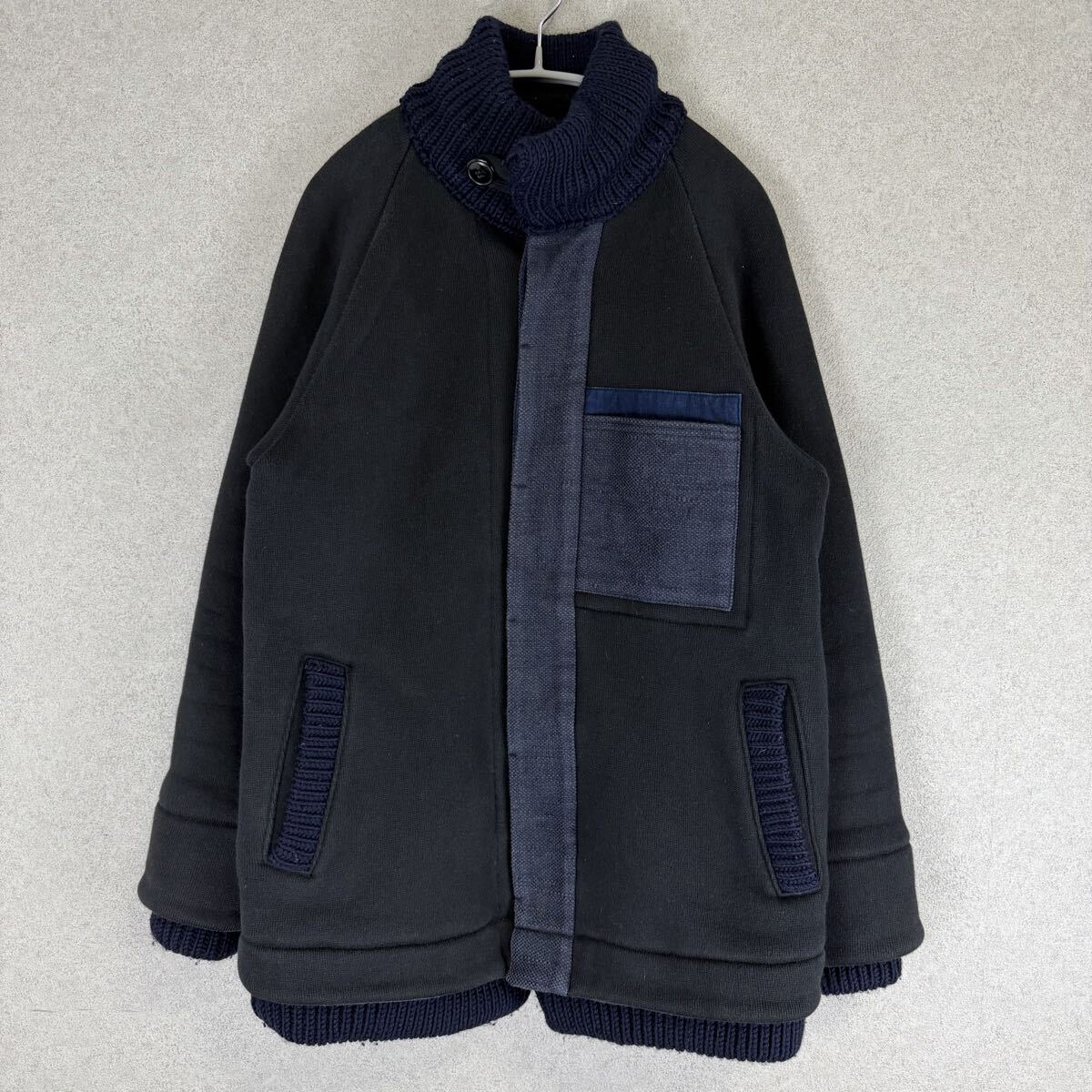 希少 BLUE BLUE ヘビースウェット デッキジャケット 刺し子 日本製 size 2 ブルーブルー ブルゾン リブニット N-1 N1 ハイネック HRM