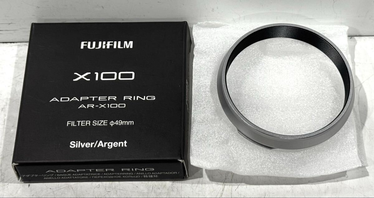 25125B☆ FUJIFILM X100 ADAPTER RING AR-X100 FILTER SIZE φ49mm Silver/Argent 本箱付 ♪配送方法＝おてがる配送ネコポス♪