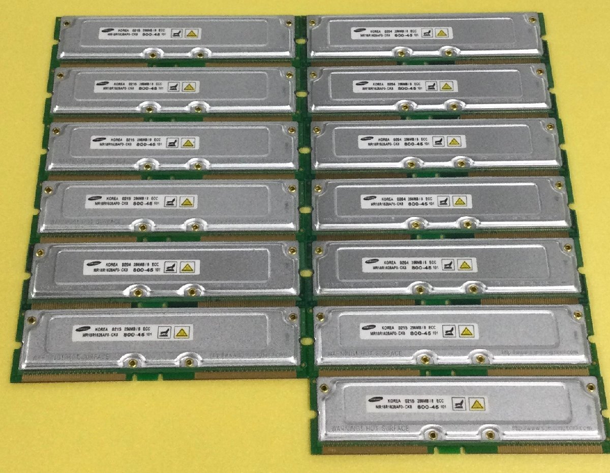 $ 【超希少 13枚セット/合計3.25GB】SAMSUNG RIMM RDRAM PC800 ECC 256MB サーバー用 MR18R1628AF0-CK8