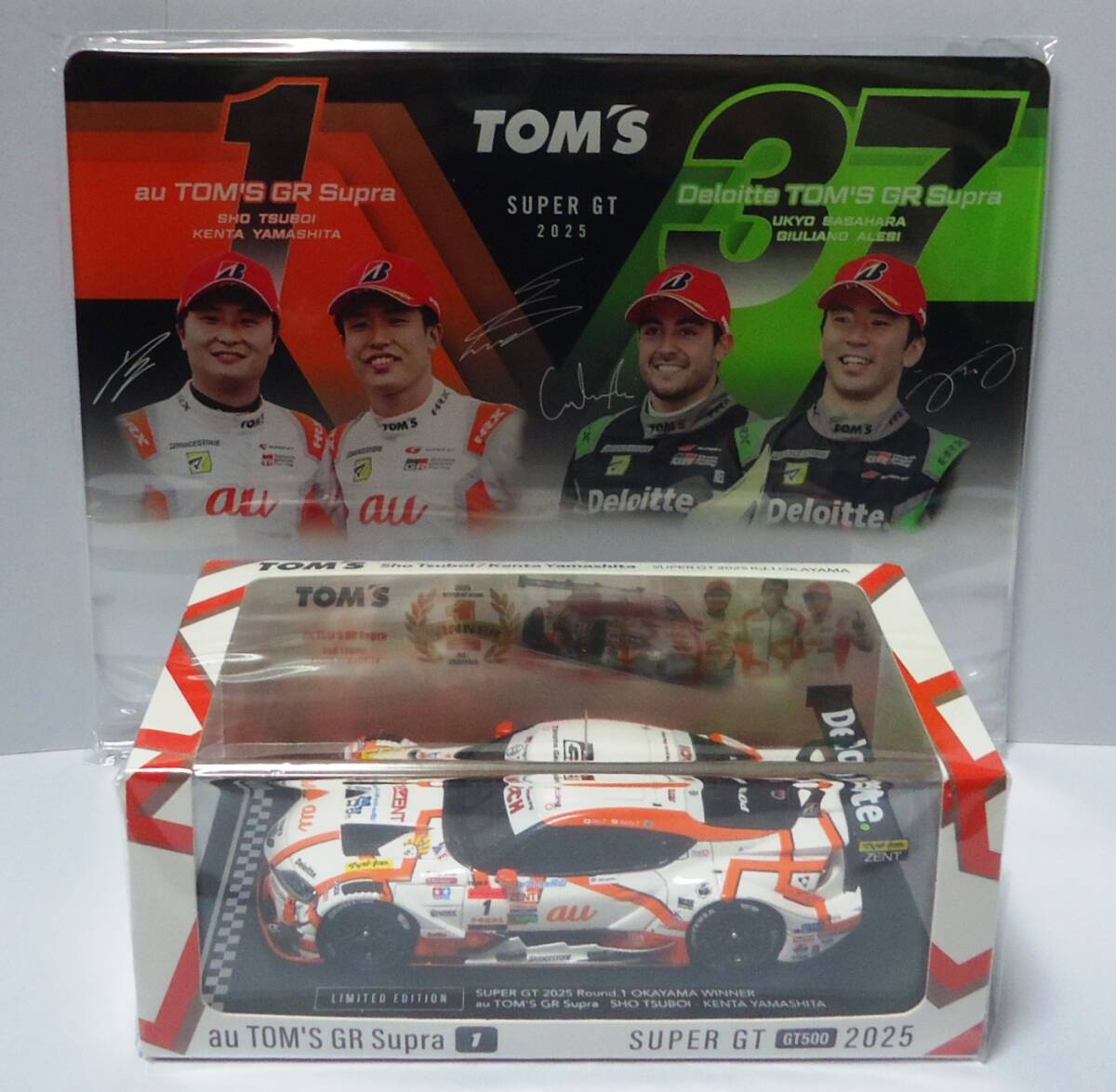 ★初回限定アクリルパネル付き★トムス特注★スパーク　1/43au TOM'S Supra No.1 第1戦 優勝　2025年 GT第1戦 岡山」仕様
