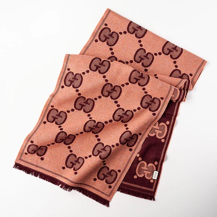 GUCCI グッチ マフラー GG ウール ジャカード スカーフ ＜ピンクボルドー＞ 【新品未使用】