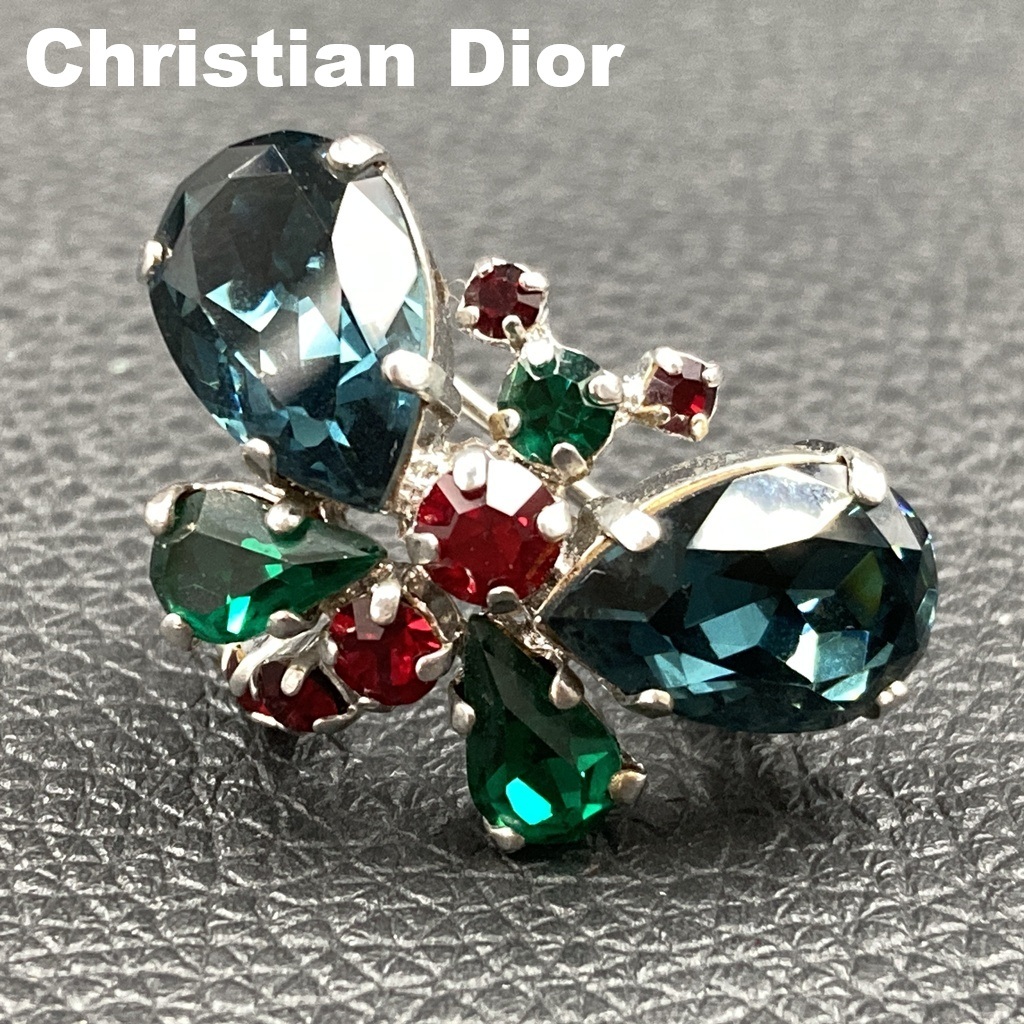 【人気】Christian Dior / クリスチャンディオール ブローチ トンボ カラーストーン ヴィンテージ レディース アクセサリー/CYB108-11
