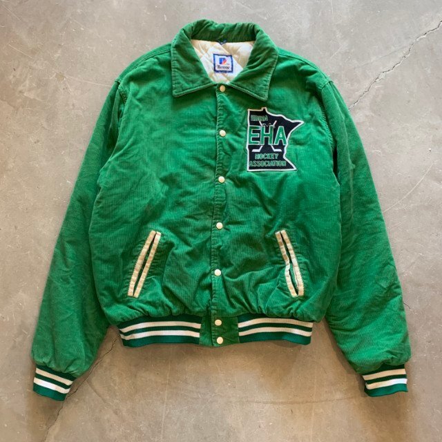 【XXL】90s USA製 Rennoc コーデュロイスタジャン ジャケット 緑■ビンテージ オールド レトロ アメリカ古着 アワード