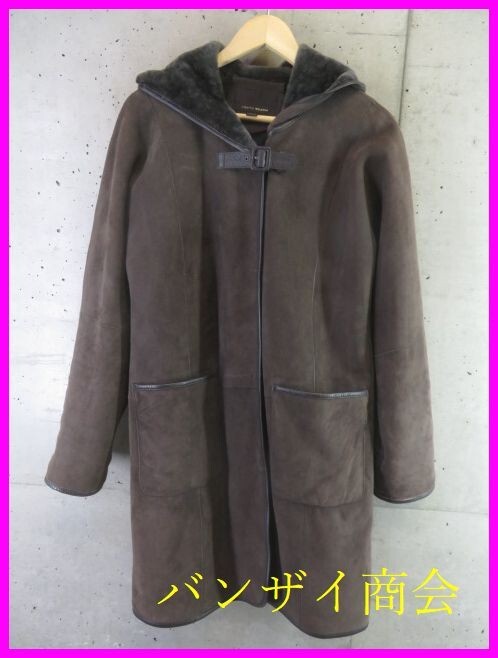 0321b10◆最高級◆本毛皮◆NORTH BEACH ノースビーチ 羊革ラムレザー ムートンファー ロングコート M/パーカー/ジャケット/シープスキン