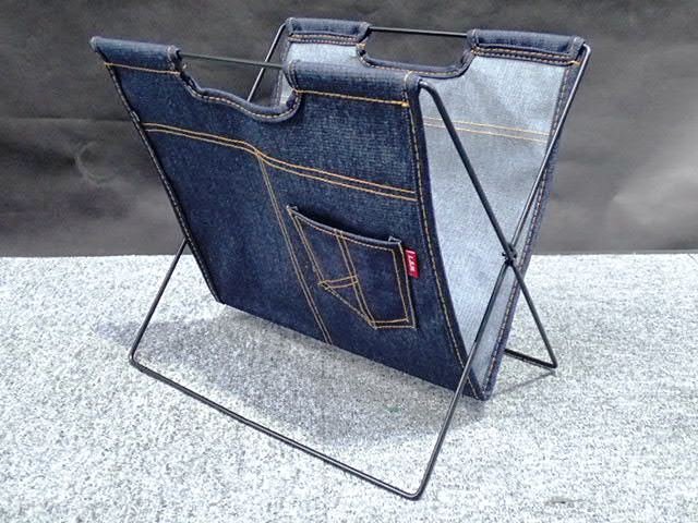 1円　スタート　倉庫保管品(未使用品)　デニム マガジンラック　L.S.M-MR-NV　(管SAI)(No-2)