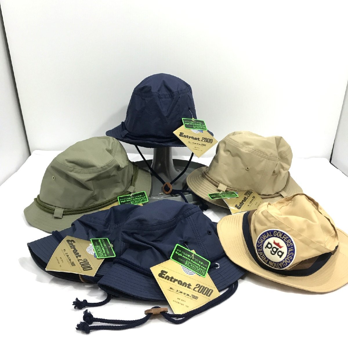 メンズ 帽子 バケットハット 防水 撥水 ゴルフ アウトドア まとめ6点 Lサイズ 頭囲約58㎝ ブルー ベージュ pga タグ付きあり 保管品【道楽