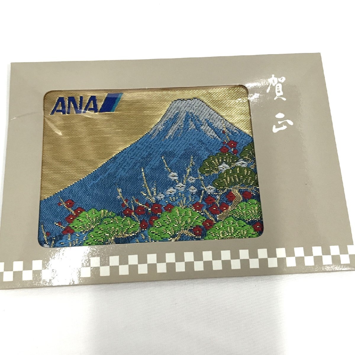 ANA 全日空 特製絵はがき 1992年 元旦フライト 搭乗者記念品 京都西陣織ポストカード 約11×15.5㎝ コレクション 保管品 レア【道楽札幌】