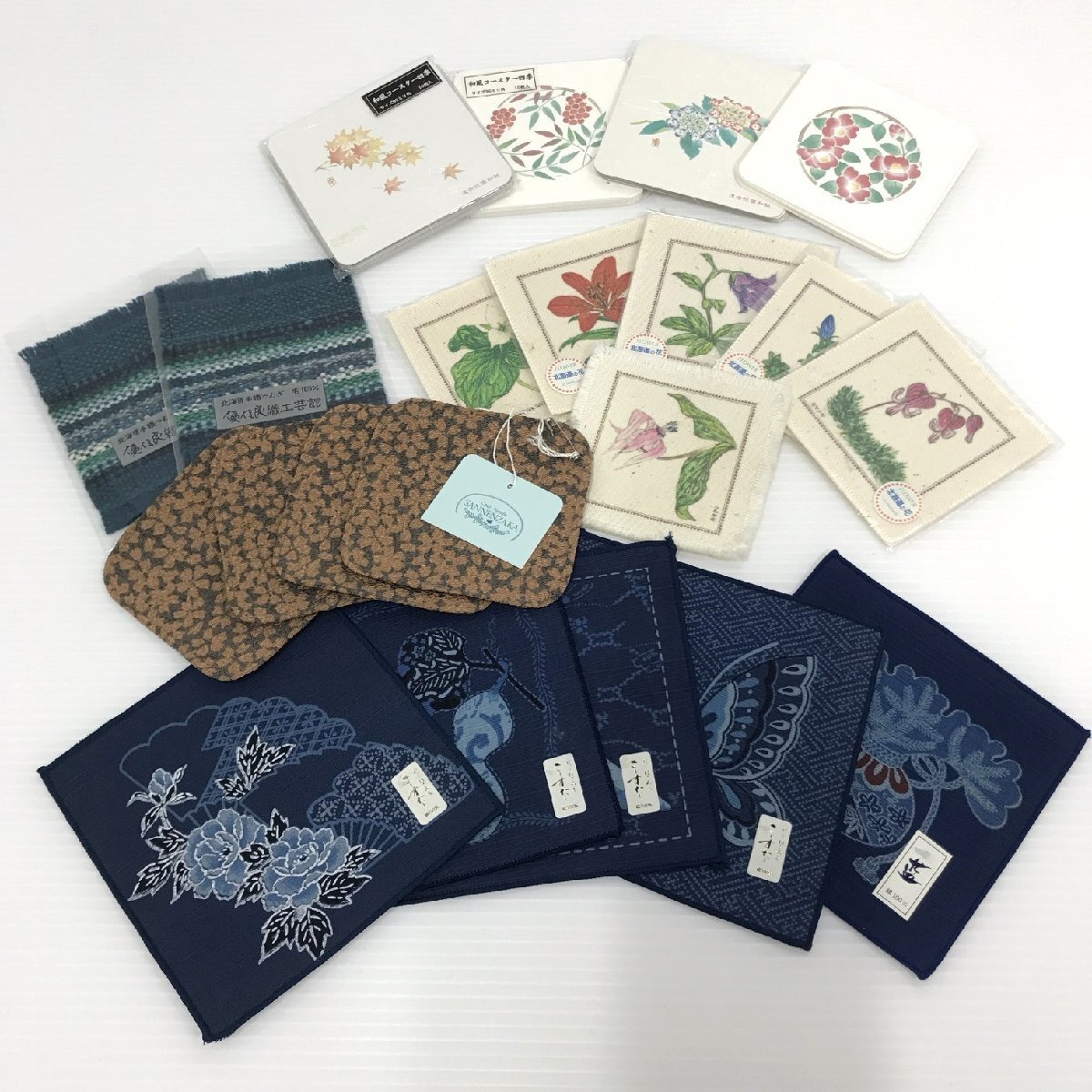和風コースター まとめ にじはごろも 三年坂ちりめん 北海道手織りつむぎ 優佳良織工芸館 北海道の花 和風コースター四季 和紙【道楽札幌】