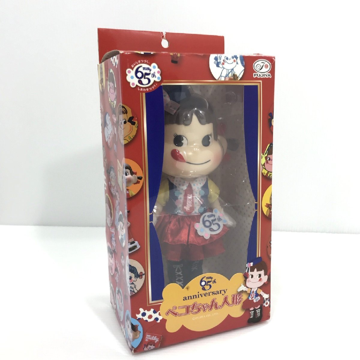 ペコちゃん人形 不二家 ミルキー65周年記念 milky65th anniversary 身長約25㎝ FUJIYA コレクション 箱あり【道楽札幌】