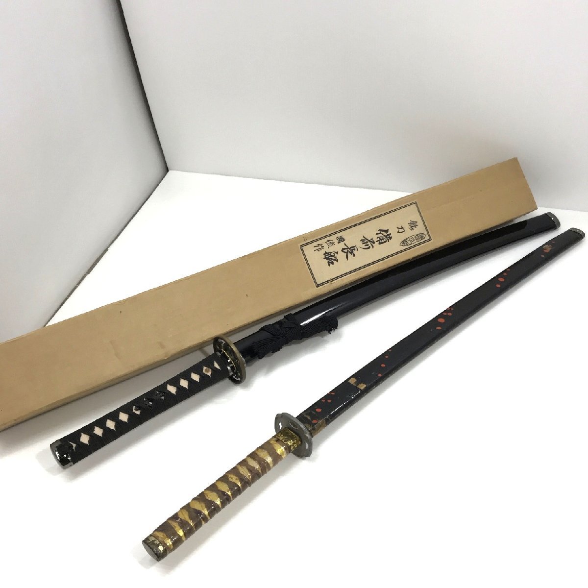 模造刀 2点 銘刀「備前長船」國俊作 趣味乃刀剣 全長約92㎝ 約550g レプリカ 舞台 立ち回り 装飾品 コレクション 箱あり【道楽札幌】