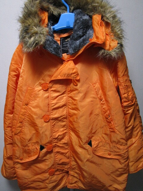 レアカラー！ALPHA INDUSTRIES N-3Bジャケット・オレンジ・L（アルファインダストリーズミリタリージャケットフライトジャケット）
