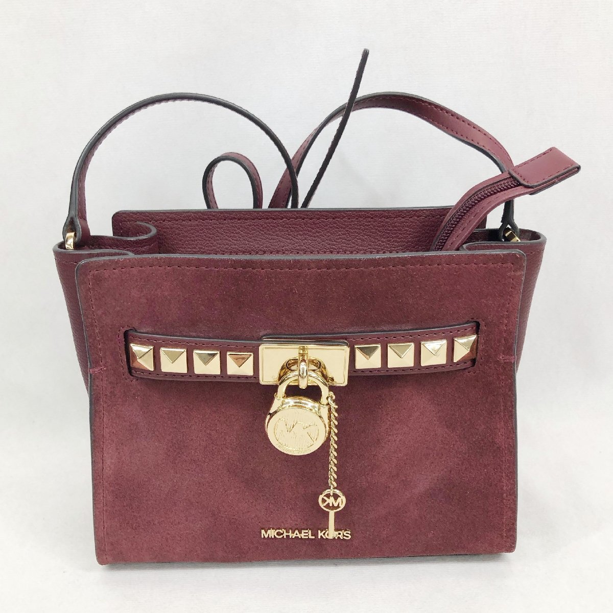 美品 MICHAEL KORS マイケルコース HAMILTON クロスボディ スモール ショルダーバッグ ボルドー 無地 35H3GHMC1S 鞄 レディース バッグ