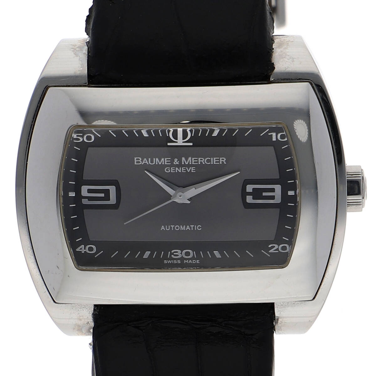 Baume & Mercier ボーム＆メルシェ 65402 ハンプトンシティ グレーダイヤル SS/レザー(クロコ) 自動巻き メンズ【131688】