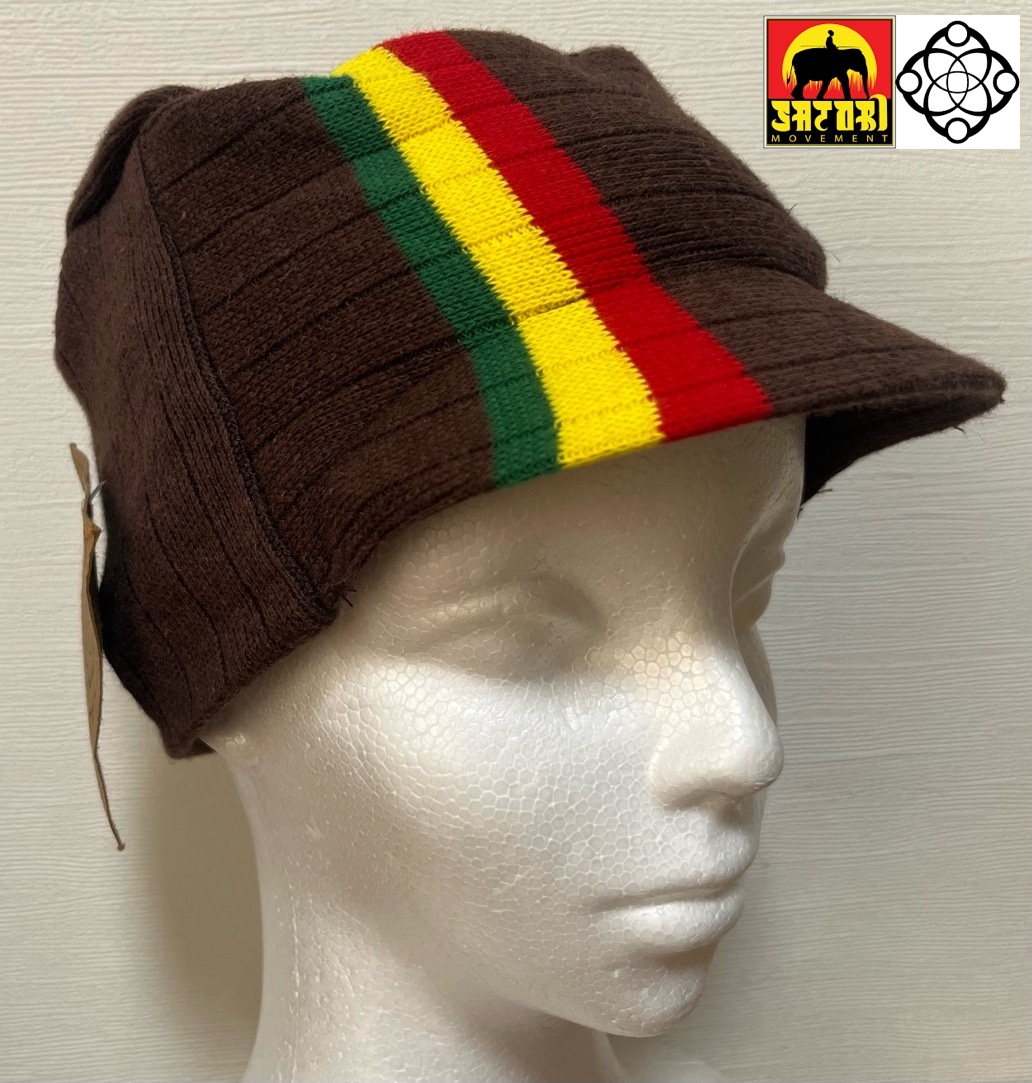 SATORI MOVEMENT ツバ付 ニット帽 キッズサイズ ブラウン 未使用品 サトリムーブメント サトリ 帽子 hemp cotton ラスタ コットン ヘンプ
