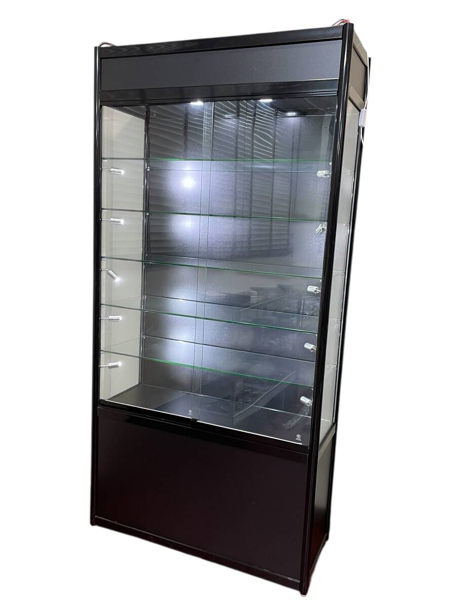 未使用品 ガラス ショーケース コレクションケース LEDライト付き 6段 店舗什器 未組立パーツでのお渡し 引き取り限定