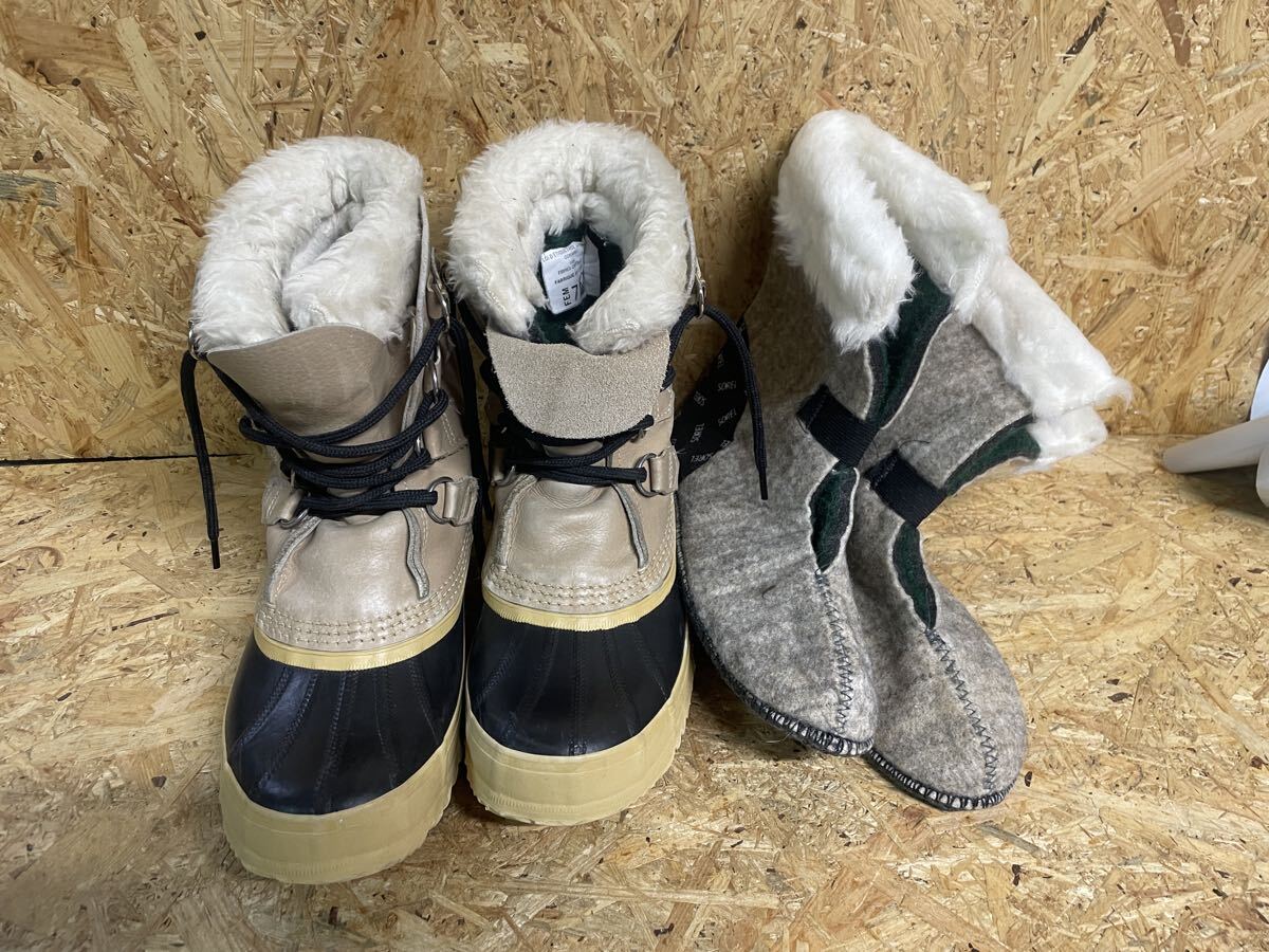 札幌★中古品★カナダ製　ソレル　ウインターブーツ　US女性7号（24㎝くらい）★替えインナー付き★多分未使用？？？