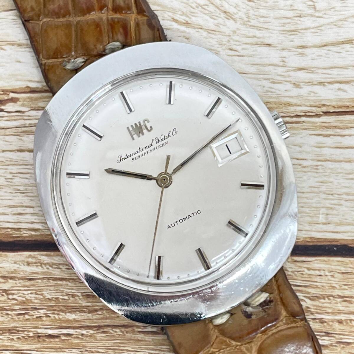 IWC シャフハウゼン 手巻き シルバー文字盤 ワンピースケース メンズ アンティーク 腕時計 稼働品 中古 ◆2008