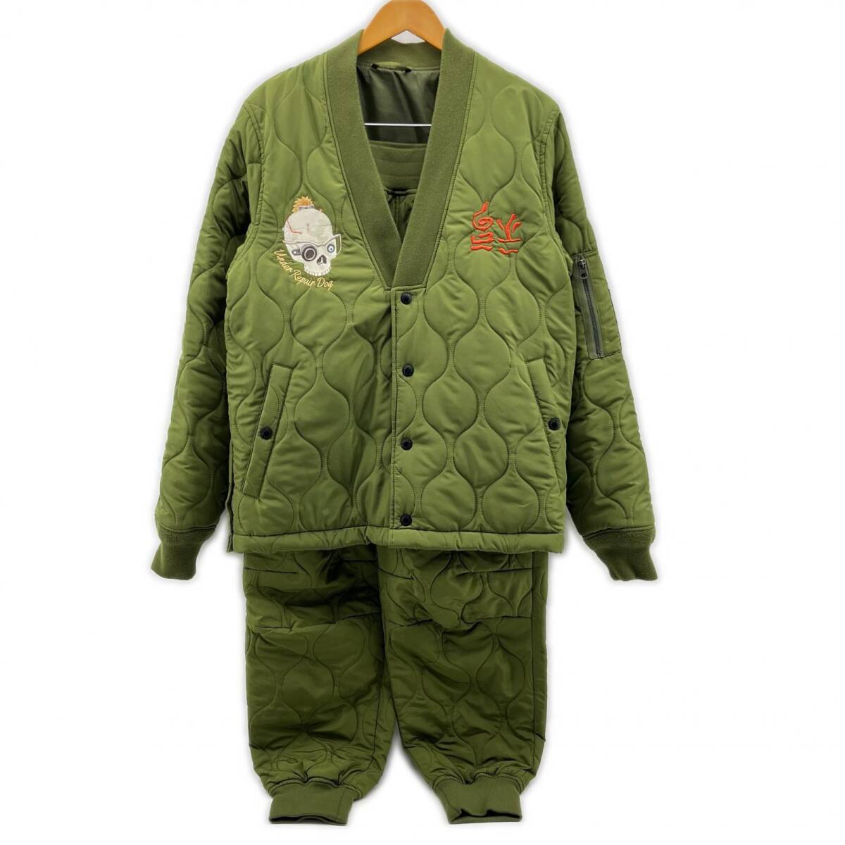 Setagaya Base 世田谷ベース キルティングジャケット&パンツ セット SIZE L カーキ アンダーリペアドッグ ◆2006