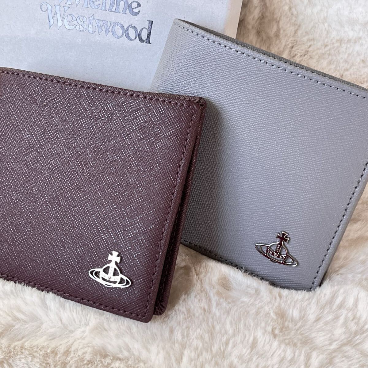 Vivienne Westwood◇メンズ イタリア製 サフィアーノレザー 二つ折り財布 スリム財布 51040077 MAN BILLFOLD Brown ブラウン 茶色
