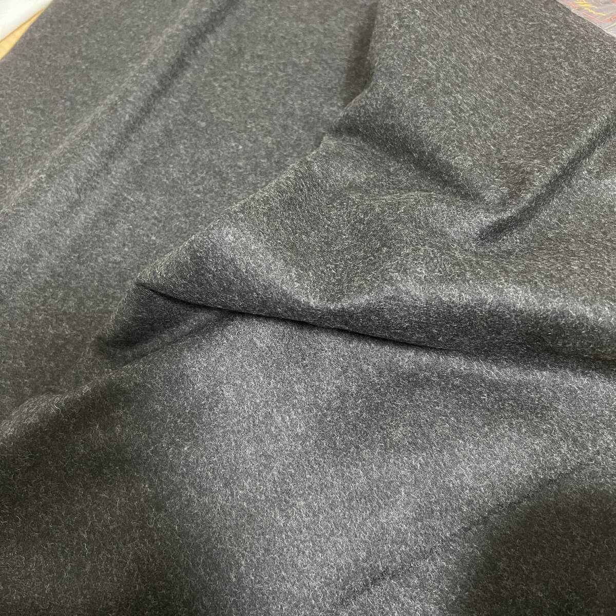 仕立て屋閉店品 生地 イタリア製 2ｍ カシミヤ混 チャコールグレー 保管品 服地 布地 ビンテージデッドストック 現状品 管理698-I5