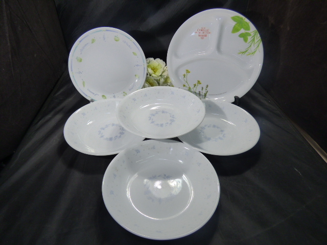 め313【6点セット】CORELLE プレート 仕切り皿 深皿 カレー、シチュー 耐熱 軽量 丈夫 iwaki