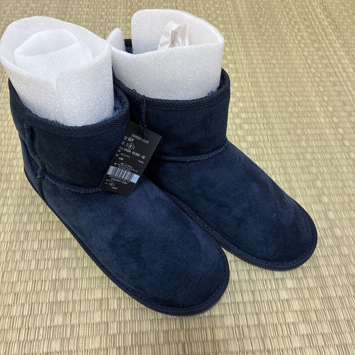 新品　アズール　 ネイビー M ボアブーツ