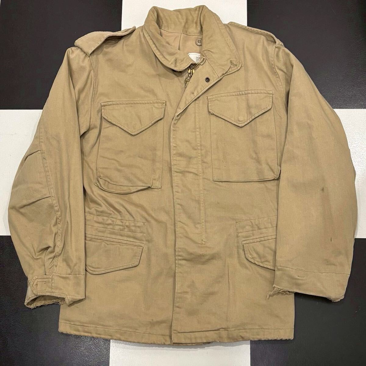 【899】 80s アメリカ 製 alpha M-65 ミリタリー military フィールド ジャケット S ベージュ scovill アルファ USA vintage ビンテージ