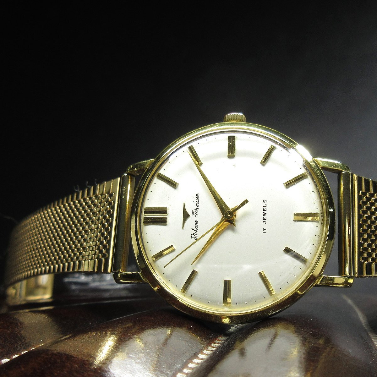 タカノ 1950年代 ヴィンテージ 14036 プレシジョン シルバー文字盤 34mm メンズ 手巻 時計 GP SSバック A235