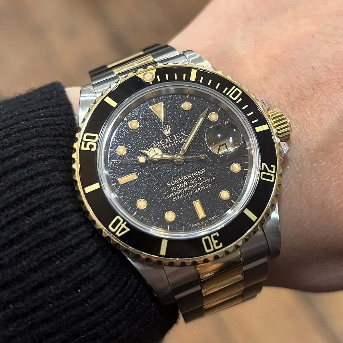 ロレックス 16803 初代 サブマリーナ デイト コンビモデル ブラック文字盤 メンズ 自動巻 時計 SS YG R番 オールトリチウム R28