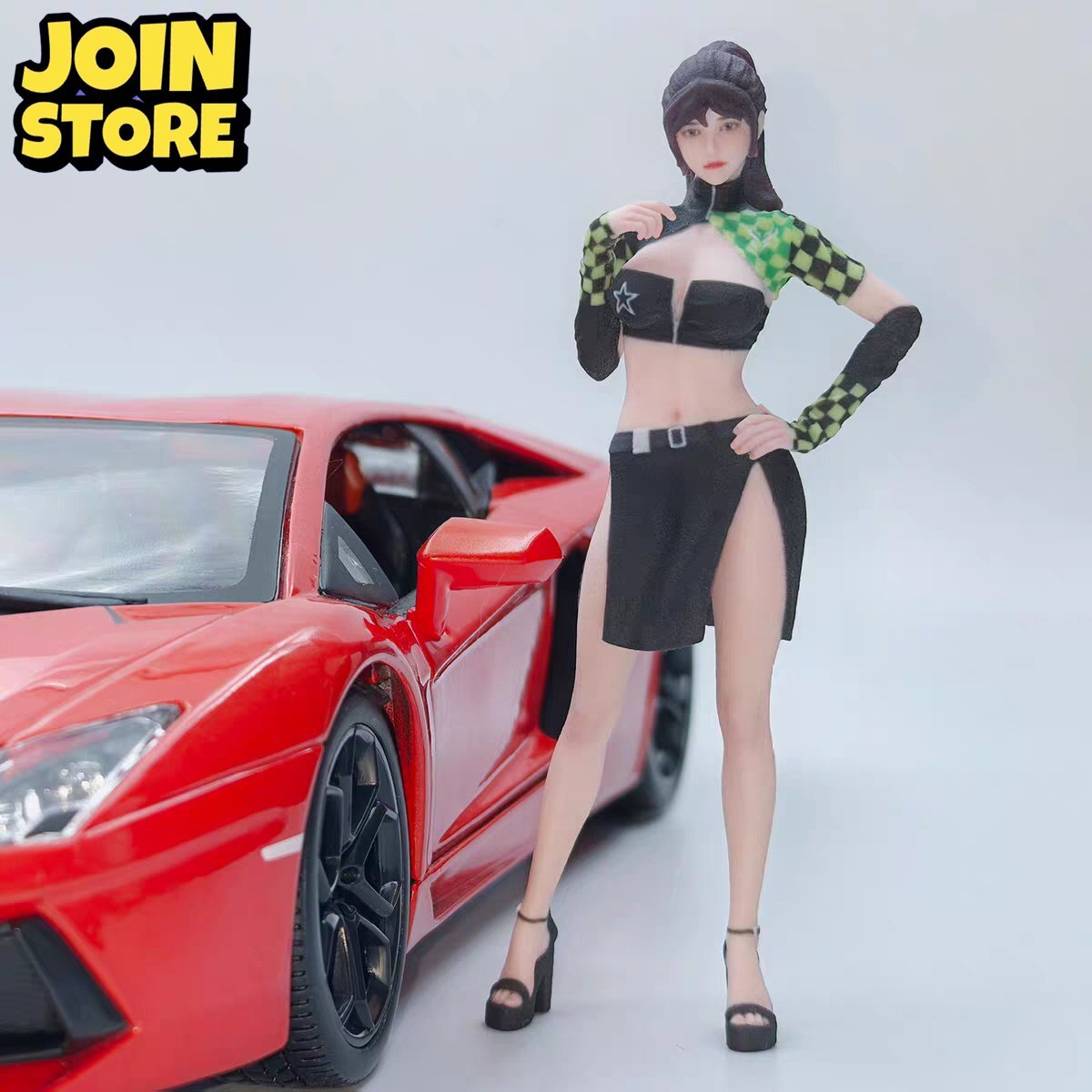 1/18スケール レースクイーンフィギュア 車載・オフィス用デコレーション リアルな二次元デザイン