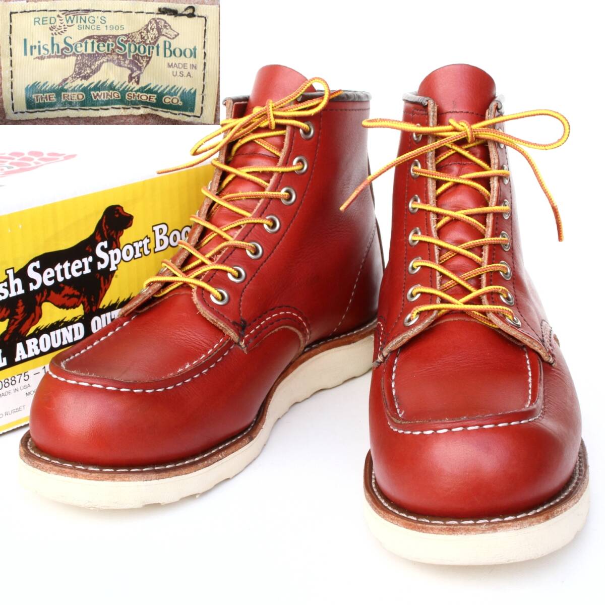 (51552)美品2025年製REDWING現行8875レッドウィング7.5E約25.5cm (モックトゥ赤茶オロラセット新 四角犬タグ スクエア犬タグUSA新犬タグ)