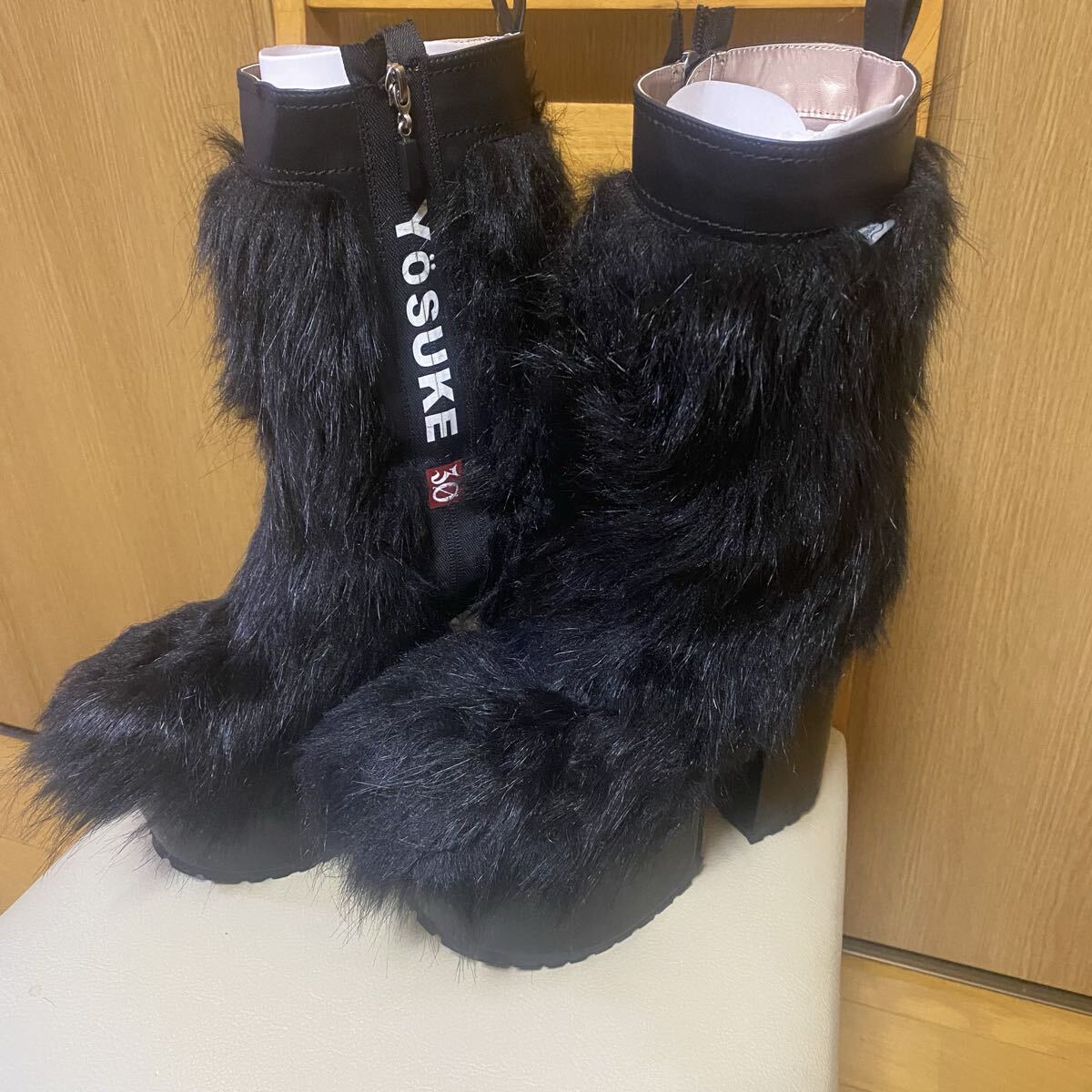 YOSUKE 厚底 フェイクファー ブーツ 24.5cm ヨースケ 30 サンマル 試着のみ ギャル靴 定価11,800円