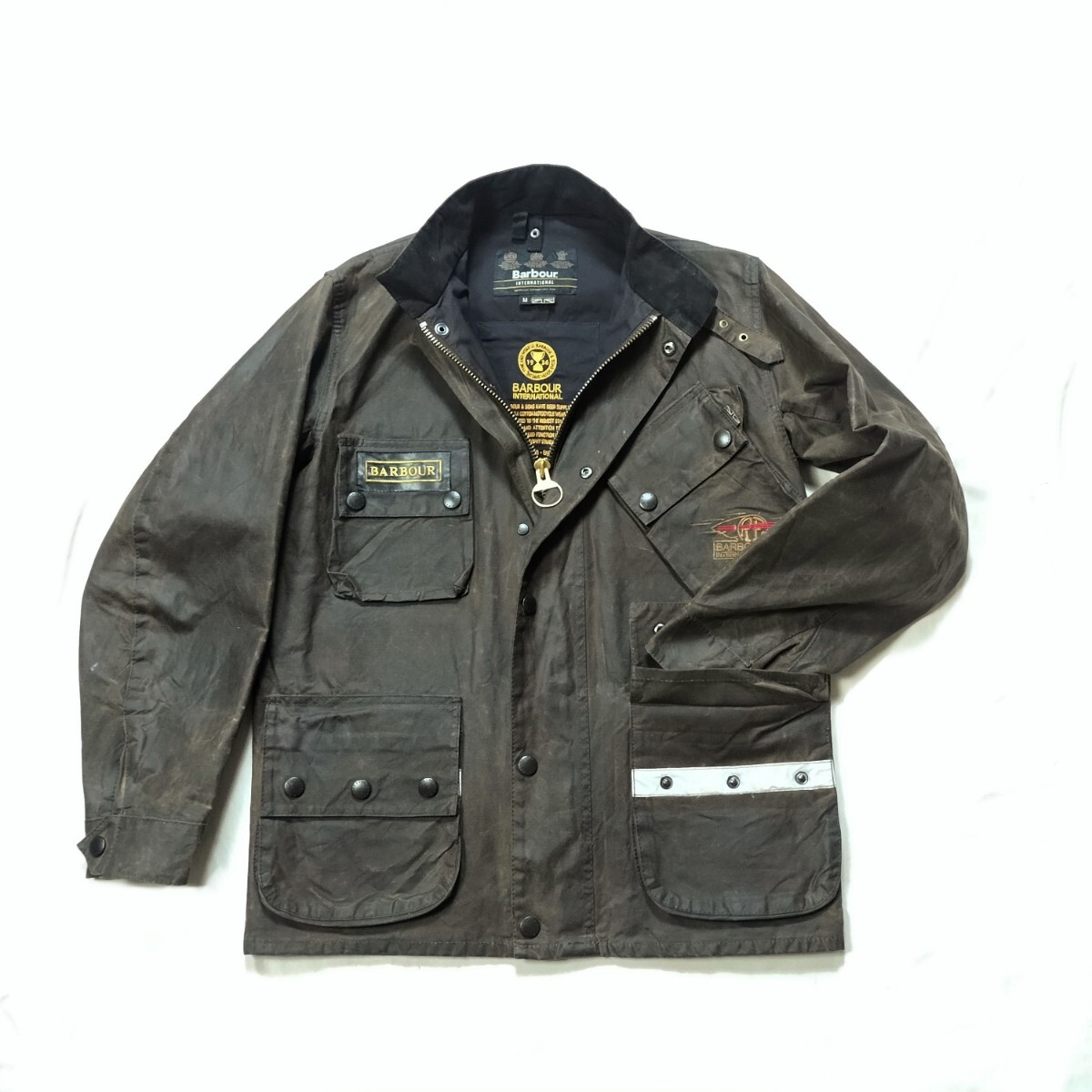 Barbour international northpass bees wax　M　バブアー　インターナショナル　オリーブ　ブラウン