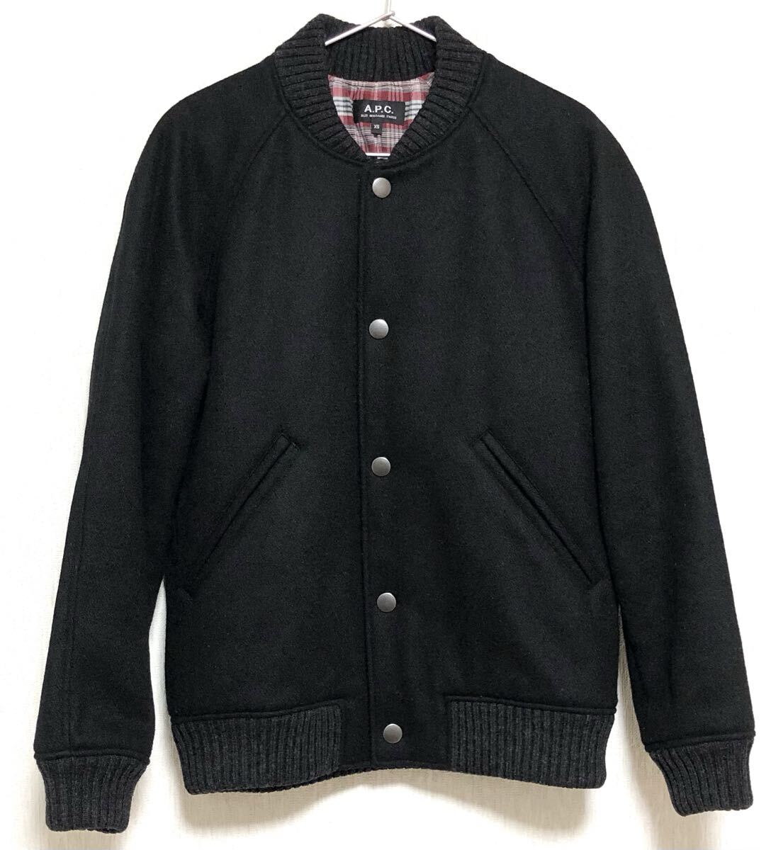 中古品 送料込 A.P.C. MELTON JACKET XSサイズ 黒 アーペーセー メルトン ジャケット Jules Tournier ジュール・トゥルニエ スタジャン