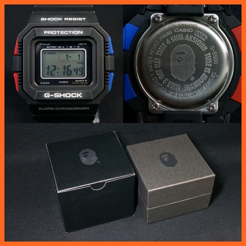 東ハ:未使用【A BATHING APE×CASIO/ア ベイシング エイプ】Gショック コラボモデル G-5500 458/1000 G-SHOCK BAPE限定 ★送料無料★