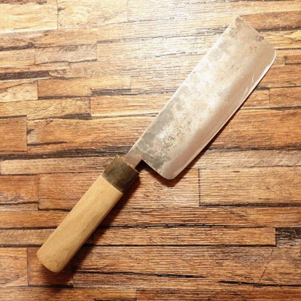 木屋 菜切包丁 研ぎ済 水牛柄 黒打ち 菜切り 使用感少 美品 160mm